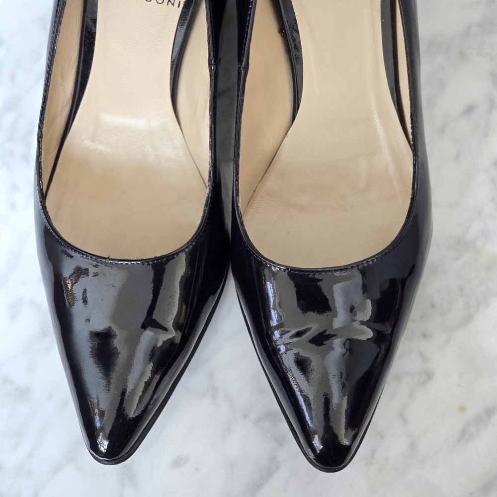 FABIO RUSCONI Black Patent Leather Pointy Toe Shoes With Modern 1" Heel 7